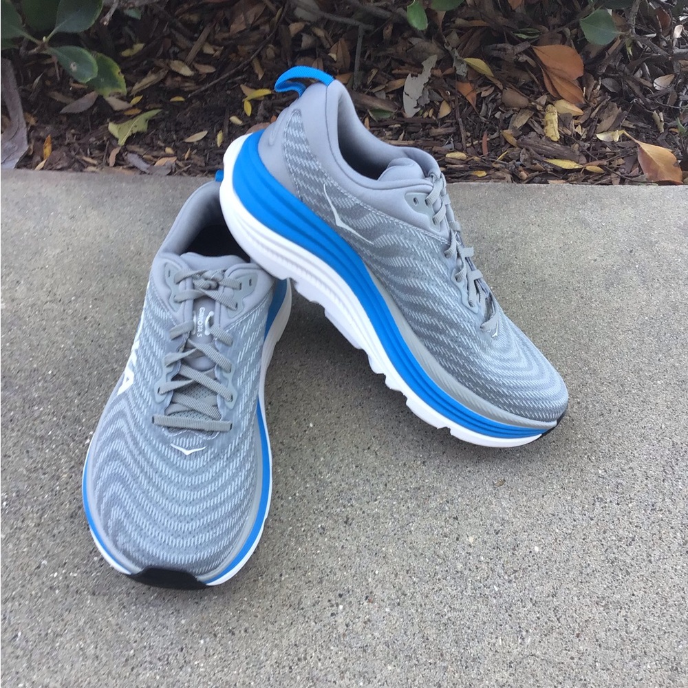 Hoka One One Men's Gray and Blue Athletic Running Shoes